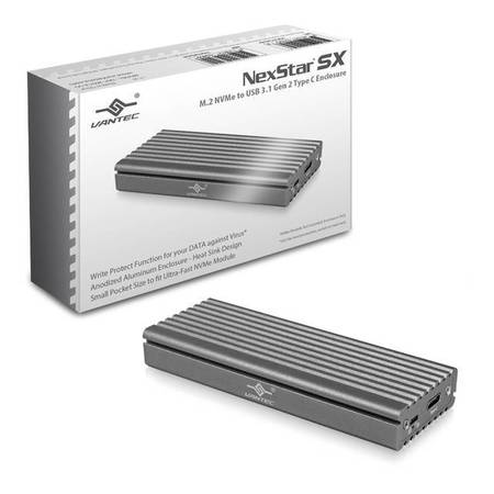 VANTEC Nst-205C3-Sg M.2 Nvme Ssd To Usb 3.1 Gen 2 Type C Enclosure,  NST-205C3-SG